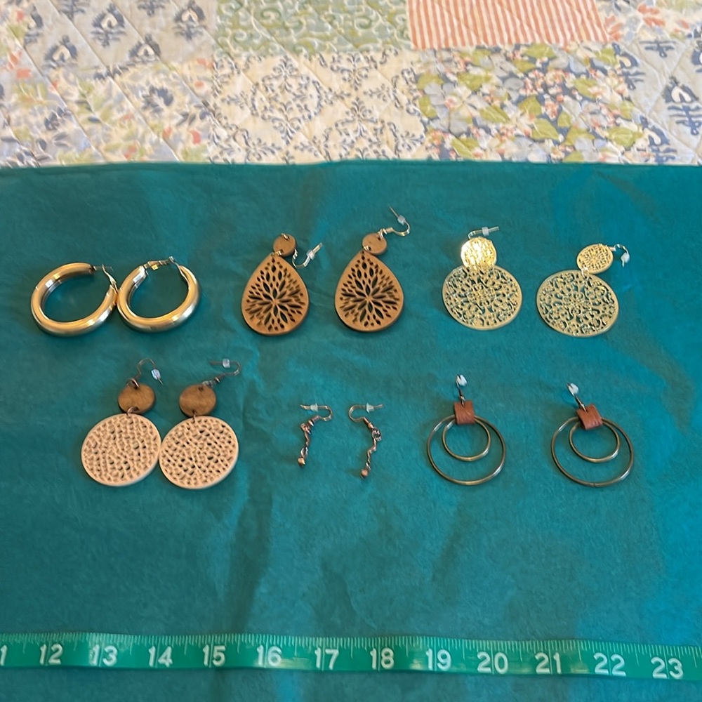 Gold Earring Set of 6 mixed material set. Receive all six pair in purchase.